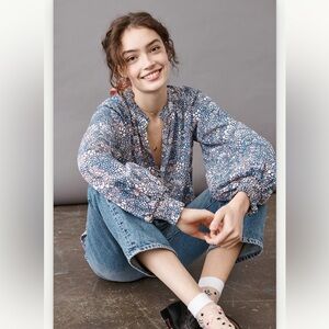 Anthropologie Maeve Colette Peasant Blouse Size Medium Cottagecore Pullover